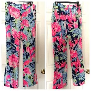 Lilly Pulitzer Hide Tide Navy Tropicolada Print Madeira Pants Size 8